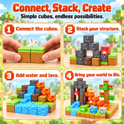 80 Pcs 3D Building Blocks Dinosaur Lava World Toy Creative Cube Christmas Gift