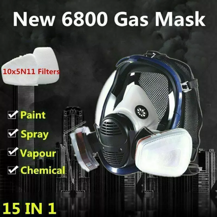 15 IN 1 Gas Mask Full Face Respirator Paint Spray Chemical Facepiece Safety 6800