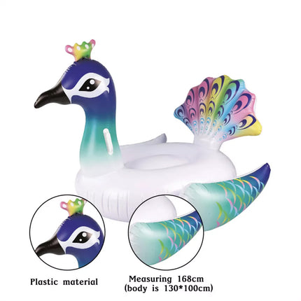 Swim Pool Beach Inflatable Peacock Ride-On-Float Beach Fun Toy Lounge
