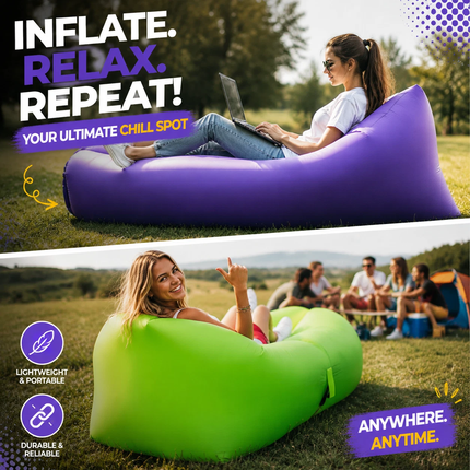 Fast Inflatable Lounge Camping Air Bag Sofa Bed hangout Beach Sleeping Au