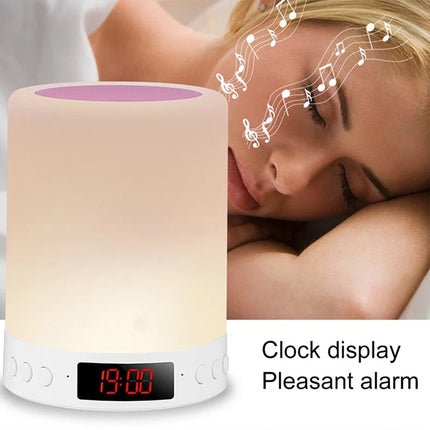 Touch Bedside LED Night Light Table Lamp Alarm Clock Bluetooth Music Speaker USB