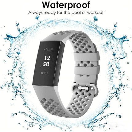 Fitbit Charge 3 4 Watch Soft Silicone Sports Replacement Band Wrist Strap Grey