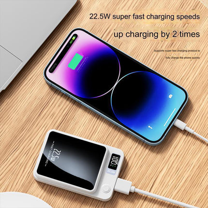 22.5W Wireless 10000mAh Power Bank For iPhone 15 14 13 Pro Max Magnetic White