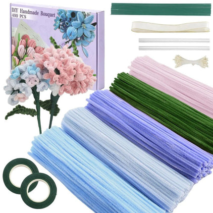 500 Pipe Cleaners Chenille Sticks Stem Assorted Plain Colours Craft 30cm