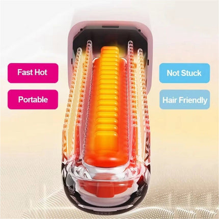 Rose Gold Cordless Mini Hair Straightener Brush USB Rechargeable