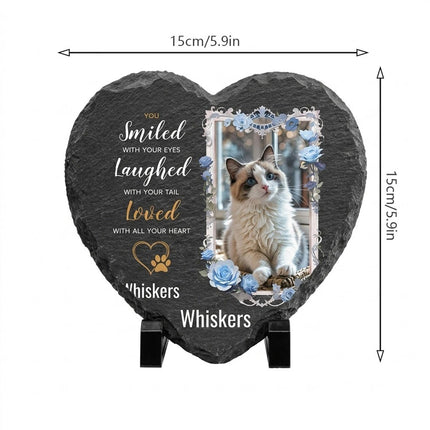 Personalized Engraved Memorial Slate Plaque Stone Heart Grave Marker Pet Dog Cat
