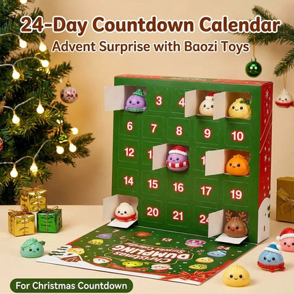 2026 Christmas Advent Calendar - 24 Days Squishy Toy Set & Dumpling Surprises, Festive Xmas Gift