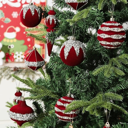 11Pcs Sparkling Christmas Tree Flocking Pendant Kit Hanging Decorations Christmas
