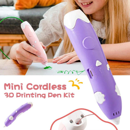 Rechargeable 3D Printing Pen 3Color PCL Filaments For DIY Crafting Drawing Gifts
