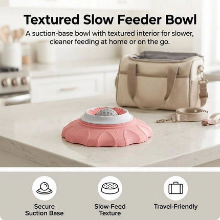 Liquid Food Slow Feeder Licking Dispenser, Rolling Ball-in Lick Bowl Anti-Slip