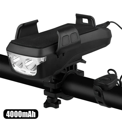 LED 4 In 1 Horn LED Bike Headlight Lamp Horn Power USB Rechargeable 3 Mode