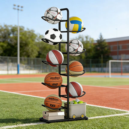 9-Ball Storage Rack Basketball Holder Garage Sports Organizer Ball Display Stand