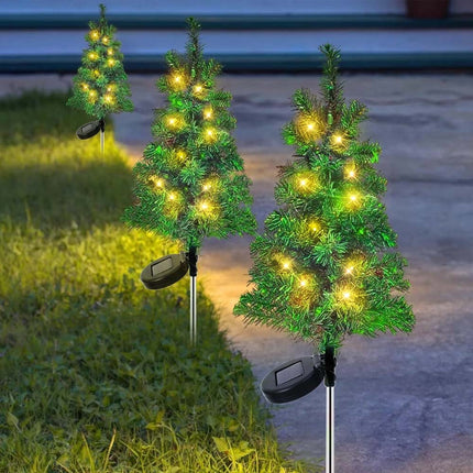 2Pcs Solar Christmas Tree Stake Light waterproof Outdoor Garden Xmas Lamp Decor