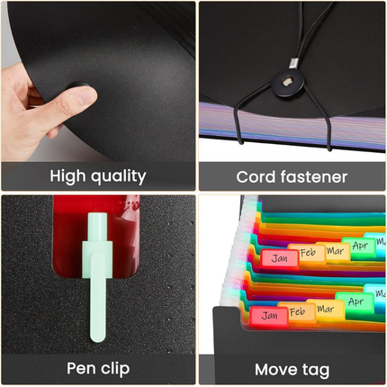 File Folder Organiser A4 25-PocketLarge Capacity Colour Document Storage Office