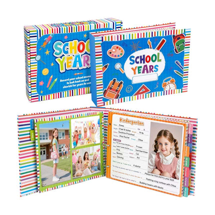 School Memory Book Scrapbook, Photo Album with Keepsake Pocket from