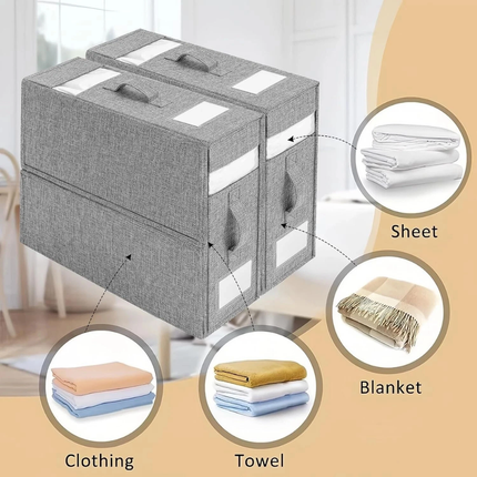 4PCS Foldable Bed Sheet Set Organizer Fabric Storage Bins with Handle StorageBox