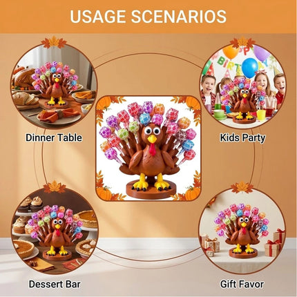 Thanksgiving Turkey Lollipop Holder, 3D Printed Turkey Lollipop Stand and Candy