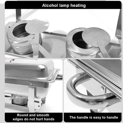 304 Insulated Food Warmer Bain Marie Food Warmer Buffet Chafing Dish Warmer 9L  (3L x 3)