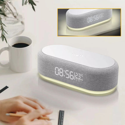 Digital Alarm Clock Charging Station Bluetooth Speaker 15W Wireless Fast Charger