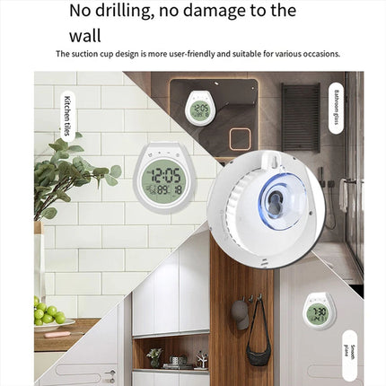 Waterproof Digital Shower Timer Clock Bathroom Kitchen Wall Clock w Hanging Hole