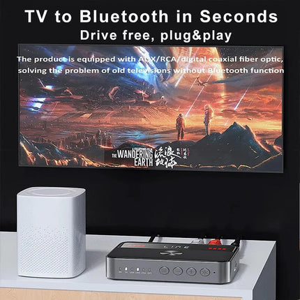Wireless Bluetooth 5.3 Audio Transmitter Receiver HiFi Music Adapter AUX RCA NFC