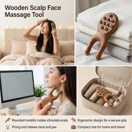 2 Pcs Five Teeth Body Meridian Massage Comb Wood Therapy Massage Comb Body Massage A+B
