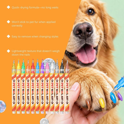 12 Colors Water Based Pet Nail Art Pens Quick Dry  Nail Pens Set