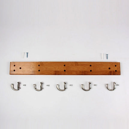 5-Hooks Natural Wooden Coat Rack Wall/Door Hook Hanger Mounted Natural Color
