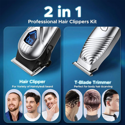 2 Kit Electric Hair Clippers Men's Cordless Hair Trimmer Beard Clippers Trimmer