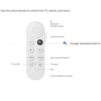 Google Chromecast Voice Remote Replacement - Plug & Play for Google TV Models