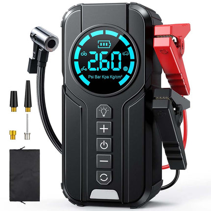 8000A Car Jump Starter with Air Compressor Portable Car Battery Booster with LED