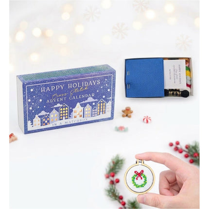 Christmas Cross Stitch Advent Calendar, Stitch Advent Calendar Christmas Blue