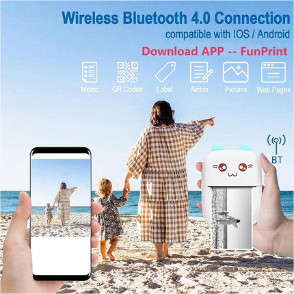 Blue Mini Portable Pocket Bluetooth Thermal Printer Wireless Photo Inkless Sticker
