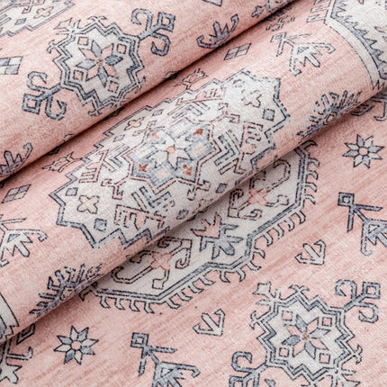 Washable Tribal Pattern Floor Rug Pink Large Mat for Household Dining Room 160*230cm