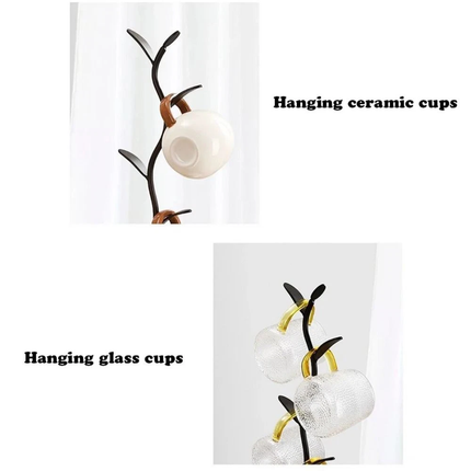 4 Cups Tree Mug Rack Stand Holder Cup Wooden Coffee Storage Tea Glass Hanger