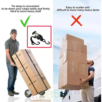 2PCS Automatic Retractable Ratchet Tie-Down Straps Self Retracting Straps