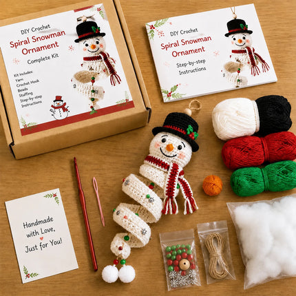 Crochet Christmas Tree Spiral Ornament DIY Kit Christmas Tree Crochet Craft Kit Snowman
