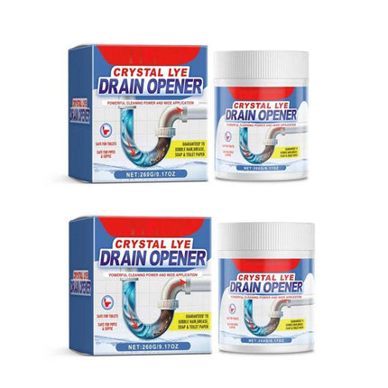 2X Crystal Lye Drain Opener Powder, All-Purpose Drain Cleaner for Kitchen