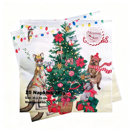Christmas Disposable Tableware Set Paper Plates Cups Napkins Party Supplies