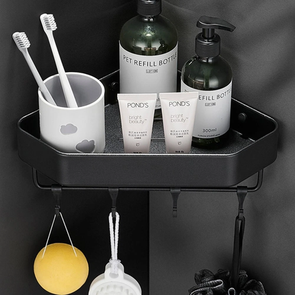 3x Corner Bathroom Kitchen Shelving Organizer Steel Bathroom Rack Towel Holder