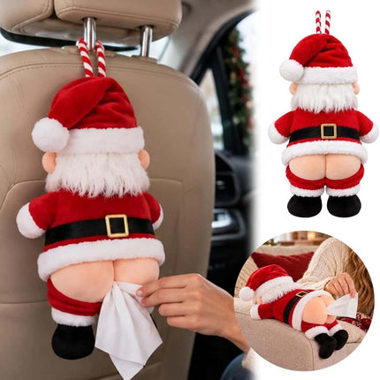 Christmas Santa Butt Tissue Holder Funny Plush Santa Claus Tissue Box Cover