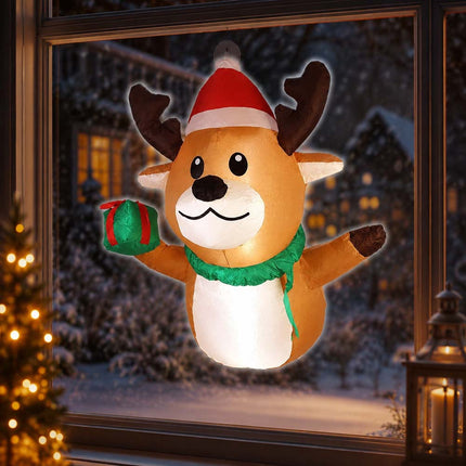 Inflatable Christmas Reindeer W/ LED Light 100CM Lean Out From Window Xmas Decor