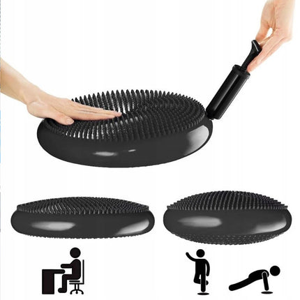 33CM Wobble Balance Cushion Board Inflatable Stability Yoga Core Disc With Pump