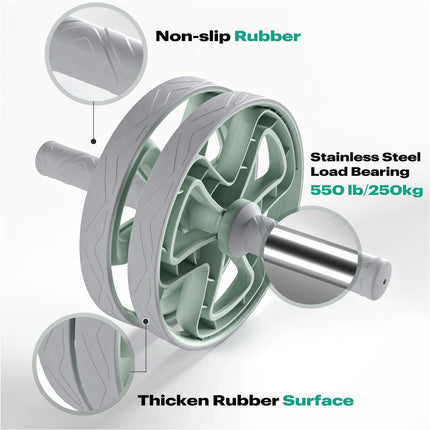 AB Roller Wheel Adjustable Wheel Fitness Core Workout Exercise Detachable Grey