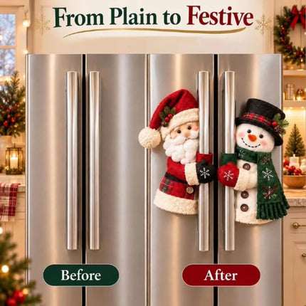 Santa Style Handle Huggers Snowman Handles Refrigerator Handle Covers Xmas