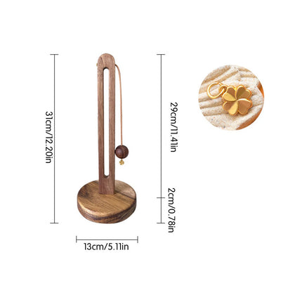 Kitchen Roll Paper Towel Holder Stand Wooden Roll Paper Storage Rack Non-Slip