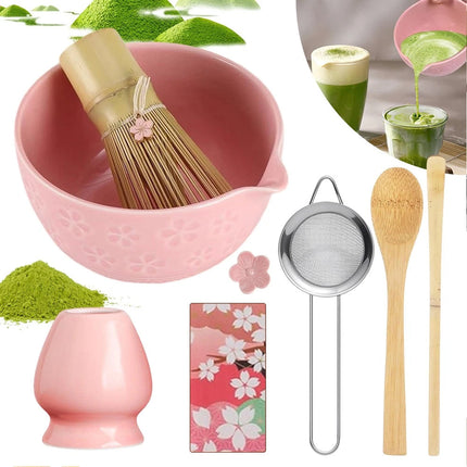 8PC with Spout Matcha Whisk Set Food Grade Japanese Chasen Stirring Perfect Gift