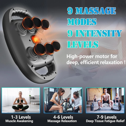 6-Head Electric Percussion Massager with 9 Modes & 9 Intensity Levels