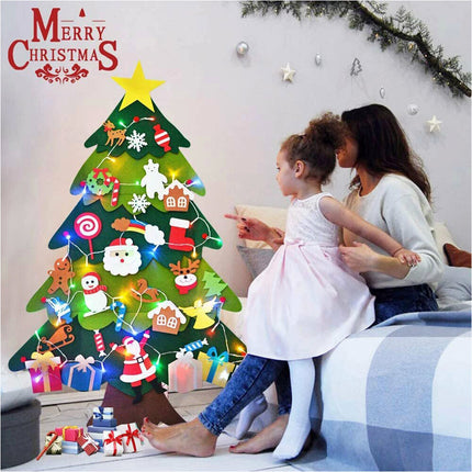 Felt Christmas Tree Set DIY with 32pcs Removable Ornaments Xmas Hand Craft Decor