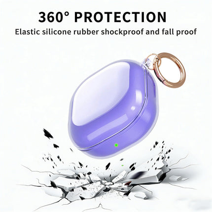 Purple Silicone Protective Cover Case Clear Samsung Galaxy Buds 2 Live Pro Earbuds With